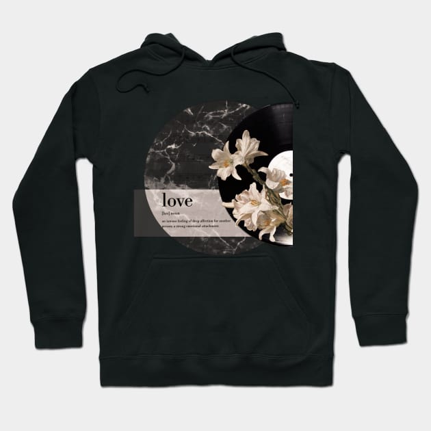 Vinyl vintage retro aesthetic beautiful bloom flowers quote quotes inspiration motivation sky record love romantic clouds notes marble elegant sky Hoodie by AGRHouse